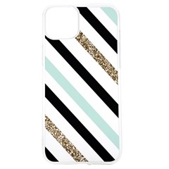 Pattern, Blue, Gold, Lines, Stripes Iphone 15 Tpu Uv Print Case by kyorashop23