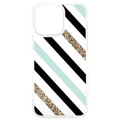 Pattern, Blue, Gold, Lines, Stripes Iphone 15 Pro Max Tpu Uv Print Case