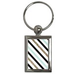 Pattern, Blue, Gold, Lines, Stripes Key Chain (Rectangle) Front