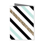 Pattern, Blue, Gold, Lines, Stripes Mini Greeting Cards (Pkg of 8) Left