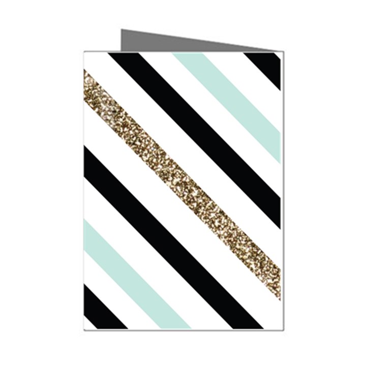 Pattern, Blue, Gold, Lines, Stripes Mini Greeting Cards (Pkg of 8)