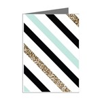 Pattern, Blue, Gold, Lines, Stripes Mini Greeting Cards (Pkg of 8) Right