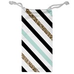 Pattern, Blue, Gold, Lines, Stripes Jewelry Bag Front