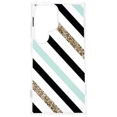 Pattern, Blue, Gold, Lines, Stripes Samsung Galaxy S24 Plus 6 7 Inch Tpu Uv Case by kyorashop23