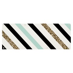 Pattern, Blue, Gold, Lines, Stripes Banner And Sign 8  X 3  by kyorashop23