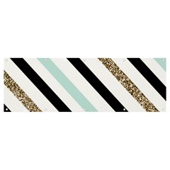 Pattern, Blue, Gold, Lines, Stripes Banner And Sign 12  X 4  by kyorashop23