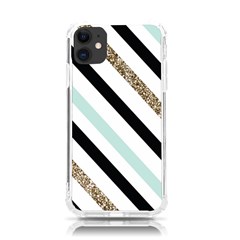 Pattern, Blue, Gold, Lines, Stripes Iphone 11 Tpu Uv Print Case by kyorashop23