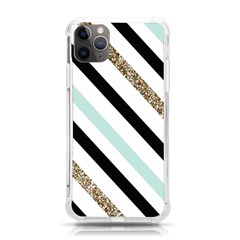 Pattern, Blue, Gold, Lines, Stripes Iphone 11 Pro Max 6 5 Inch Tpu Uv Print Case by kyorashop23