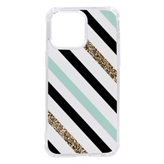 Pattern, Blue, Gold, Lines, Stripes Iphone 14 Pro Max Tpu Uv Print Case by kyorashop23