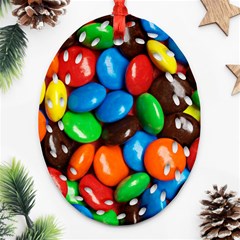 Colorful Candy Background, Close-up Oval Filigree Ornament (two Sides)