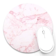 Pink Marble, Gold, Marble, Pattern, Pink, Rose Round Mousepad by kyorashop23