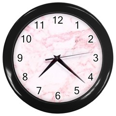 Pink Marble, Gold, Marble, Pattern, Pink, Rose Wall Clock (black) by kyorashop23