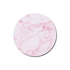 Pink Marble, Gold, Marble, Pattern, Pink, Rose Rubber Coaster (round) by kyorashop23