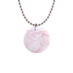 Pink Marble, Gold, Marble, Pattern, Pink, Rose 1  Button Necklace by kyorashop23