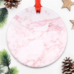 Pink Marble, Gold, Marble, Pattern, Pink, Rose Round Ornament (two Sides) by kyorashop23