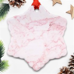 Pink Marble, Gold, Marble, Pattern, Pink, Rose Snowflake Ornament (two Sides)