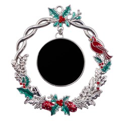 Plain Black Black Metal X mas Wreath Holly Leaf Ornament by kyorashop23