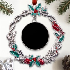 Plain Black Black Metal X mas Wreath Holly Leaf Ornament