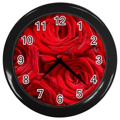 Red Roses , Flowers, Red Roses Wall Clock (black) by kyorashop23