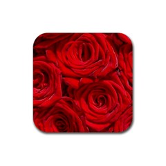 Red Roses , Flowers, Red Roses Rubber Coaster (square) by kyorashop23