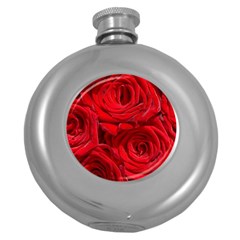 Red Roses , Flowers, Red Roses Round Hip Flask (5 Oz) by kyorashop23