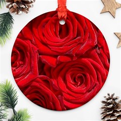 Red Roses , Flowers, Red Roses Round Ornament (two Sides)