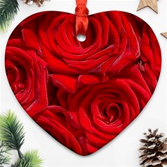 Red Roses , Flowers, Red Roses Heart Ornament (two Sides)