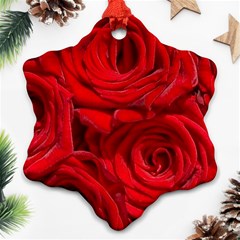 Red Roses , Flowers, Red Roses Snowflake Ornament (two Sides)