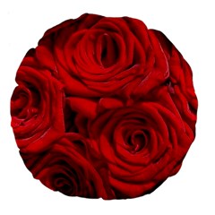 Red Roses , Flowers, Red Roses Large 18  Premium Flano Round Cushions by kyorashop23