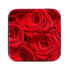 Red Roses , Flowers, Red Roses Square Metal Box (black) by kyorashop23