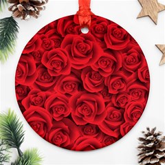 Red Roses , Red Buds, Red Roses Round Ornament (two Sides)