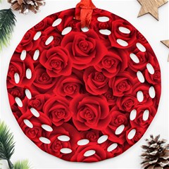 Red Roses , Red Buds, Red Roses Ornament (round Filigree)