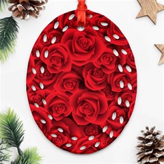 Red Roses , Red Buds, Red Roses Ornament (oval Filigree)