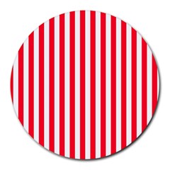 Red Stripes, Texture, Sticker, Round Mousepad