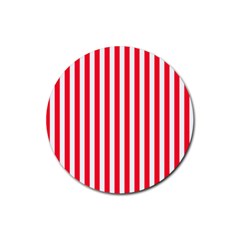 Red Stripes, Texture, Sticker, Rubber Round Coaster (4 pack)