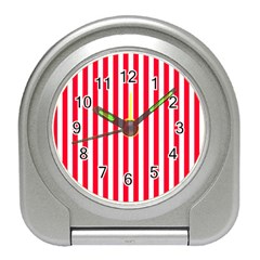 Red Stripes, Texture, Sticker, Travel Alarm Clock