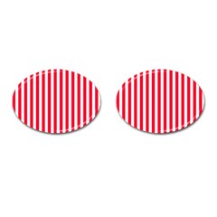 Red Stripes, Texture, Sticker, Cufflinks (Oval)