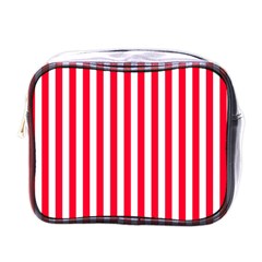 Red Stripes, Texture, Sticker, Mini Toiletries Bag (One Side)