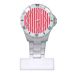 Red Stripes, Texture, Sticker, Plastic Nurses Watch