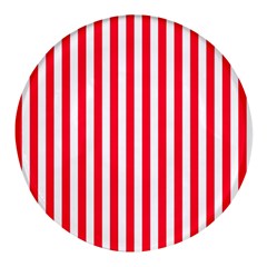 Red Stripes, Texture, Sticker, Round Glass Fridge Magnet (4 pack)