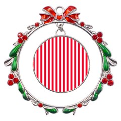 Red Stripes, Texture, Sticker, Metal X mas Wreath Ribbon Ornament