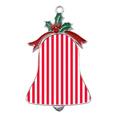 Red Stripes, Texture, Sticker, Metal Holly Leaf Bell Ornament