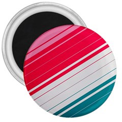 Red White Teal Stripes 3  Magnets by kyorashop23