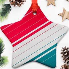 Red White Teal Stripes Ornament (star)