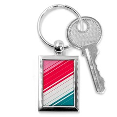 Red White Teal Stripes Key Chain (rectangle) by kyorashop23