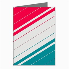 Red White Teal Stripes Greeting Card by kyorashop23