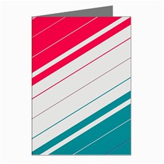 Red White Teal Stripes Greeting Cards (pkg Of 8) by kyorashop23