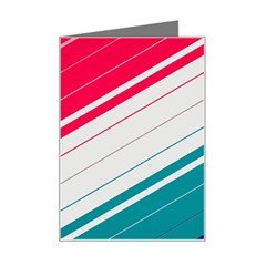 Red White Teal Stripes Mini Greeting Card by kyorashop23