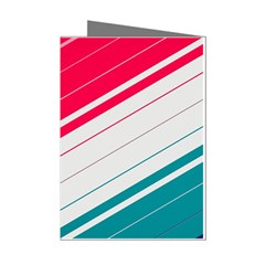 Red White Teal Stripes Mini Greeting Cards (pkg Of 8) by kyorashop23