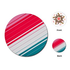 Red White Teal Stripes Playing Cards Single Design (round)